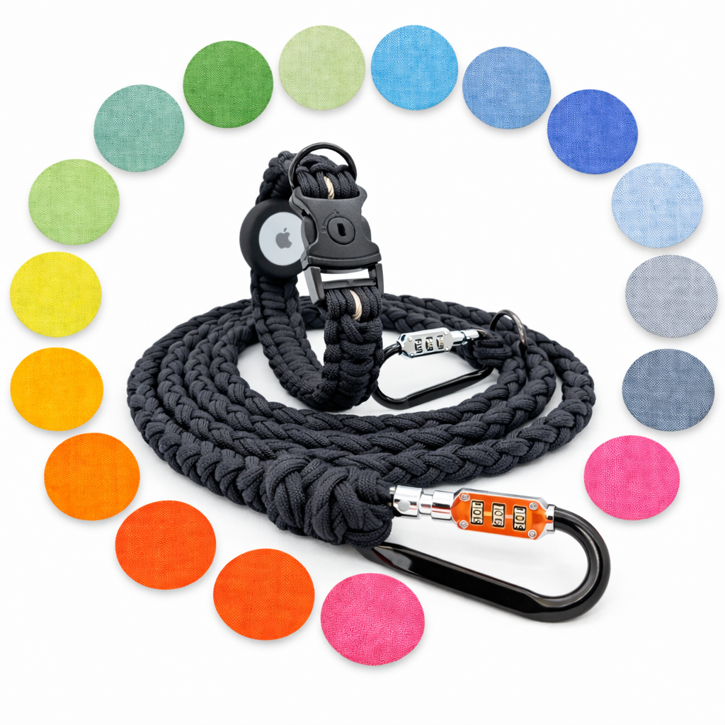 HUNDUM SICHER® Designed by You | Anti-Diebstahl-Hundeleine und Halsband Set mit versteckter AirTag-Halterung - ideal für kleine Hunde