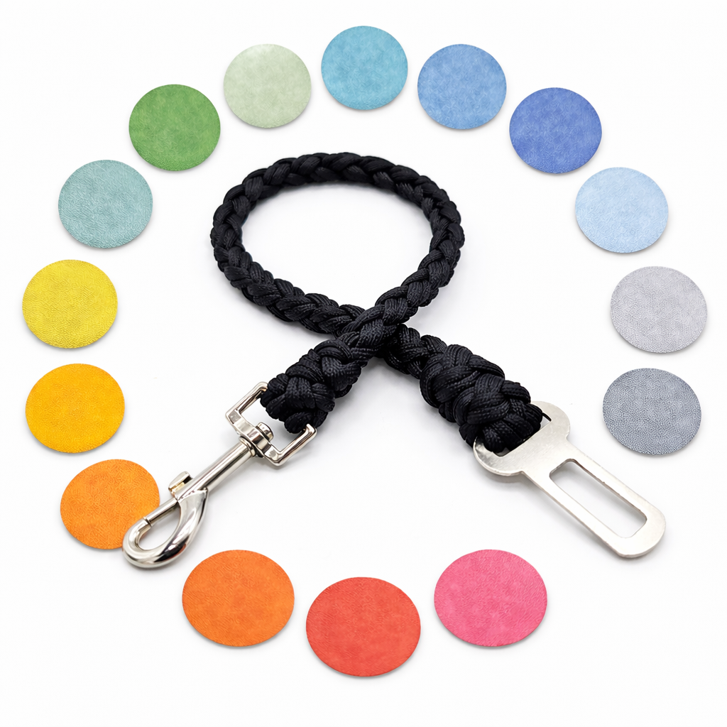 HUNDUM SICHER© Designed by You | Auto-Sicherheitsgurt für Hunde – personalisierbar & handgefertigt aus Paracord