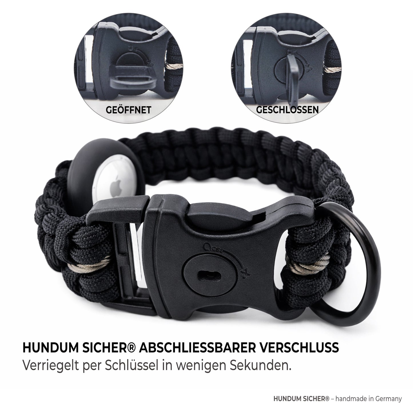 HUNDUM SICHER® Anti-Diebstahl-Halsband mit versteckter AirTag Halterung - ideal für kleine Hunde