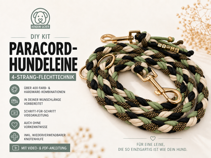 DIY-Kit: Paracord-Hundeleine - 4 Strand Round Double Braid Technik | HUNDUM SICHER