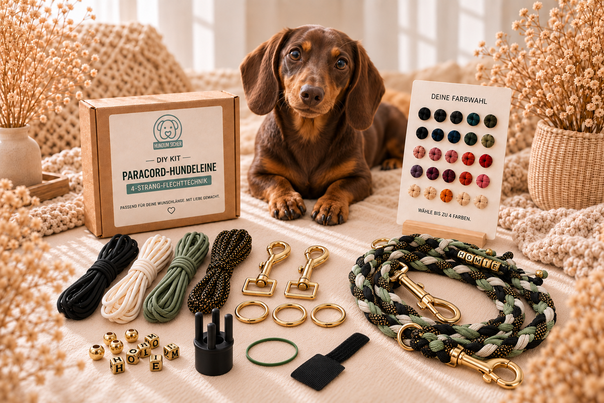 DIY-Kit: Paracord-Hundeleine - 4 Strand Round Double Braid Technik | HUNDUM SICHER