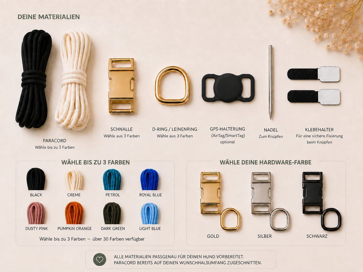 DIY-Kit: Paracord-Hundehalsband - Double KBK Bar Knüpftechnik | HUNDUM SICHER