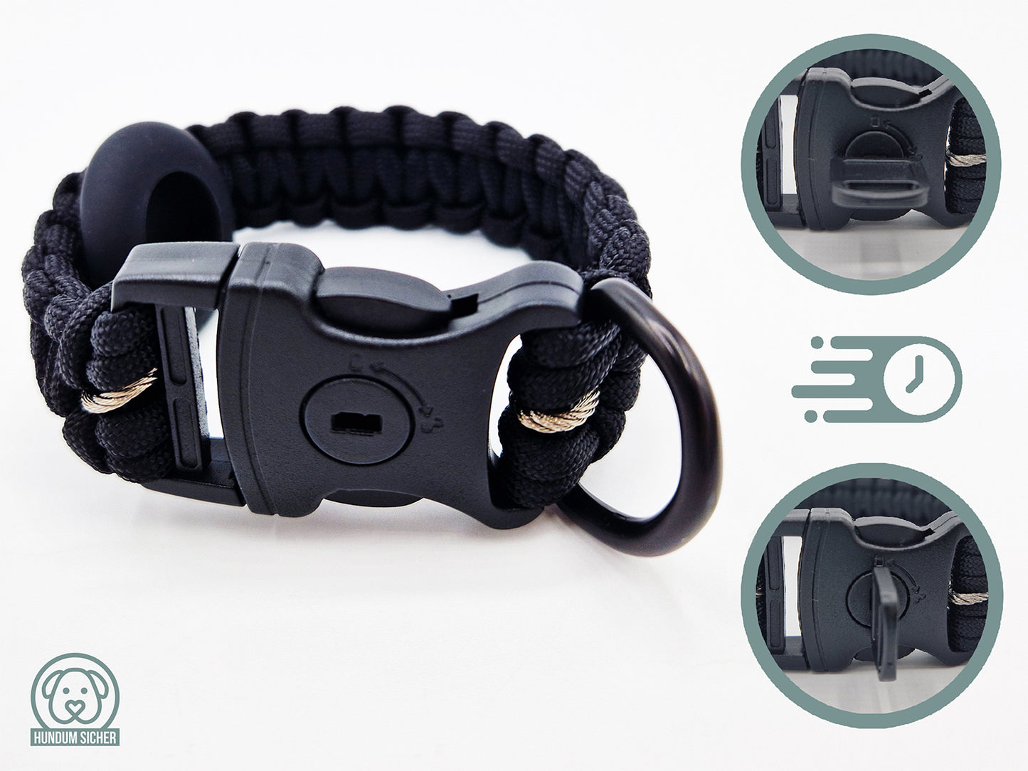 HUNDUM SICHER® Anti-Diebstahl-Hundeleine und Halsband Set mit versteckter AirTag-Halterung - ideal für kleine Hunde