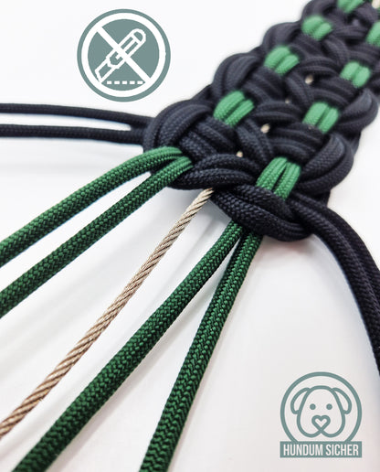 Collar with anti-theft protection & hidden GPS holder  [Black & Green]