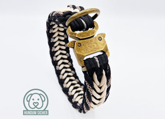 Dog collar - braided from paracord [Black, Brown & Beige]
