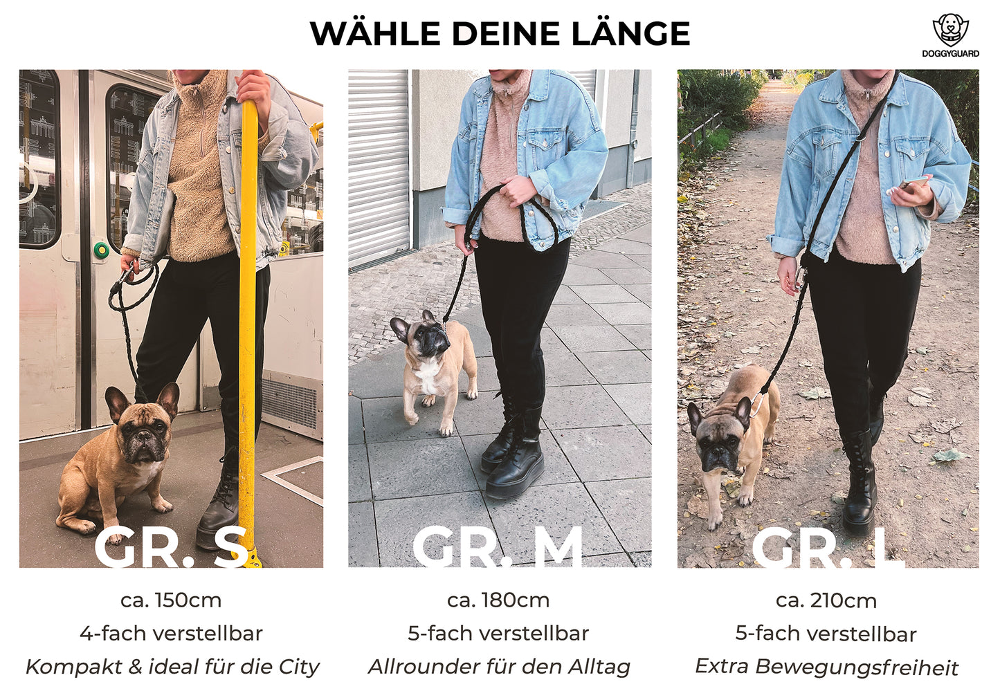 HUNDUM SICHER® Anti-Diebstahl-Hundeleine und Halsband Set - abschließbar & schnittfest - ideal für kleine Hunde