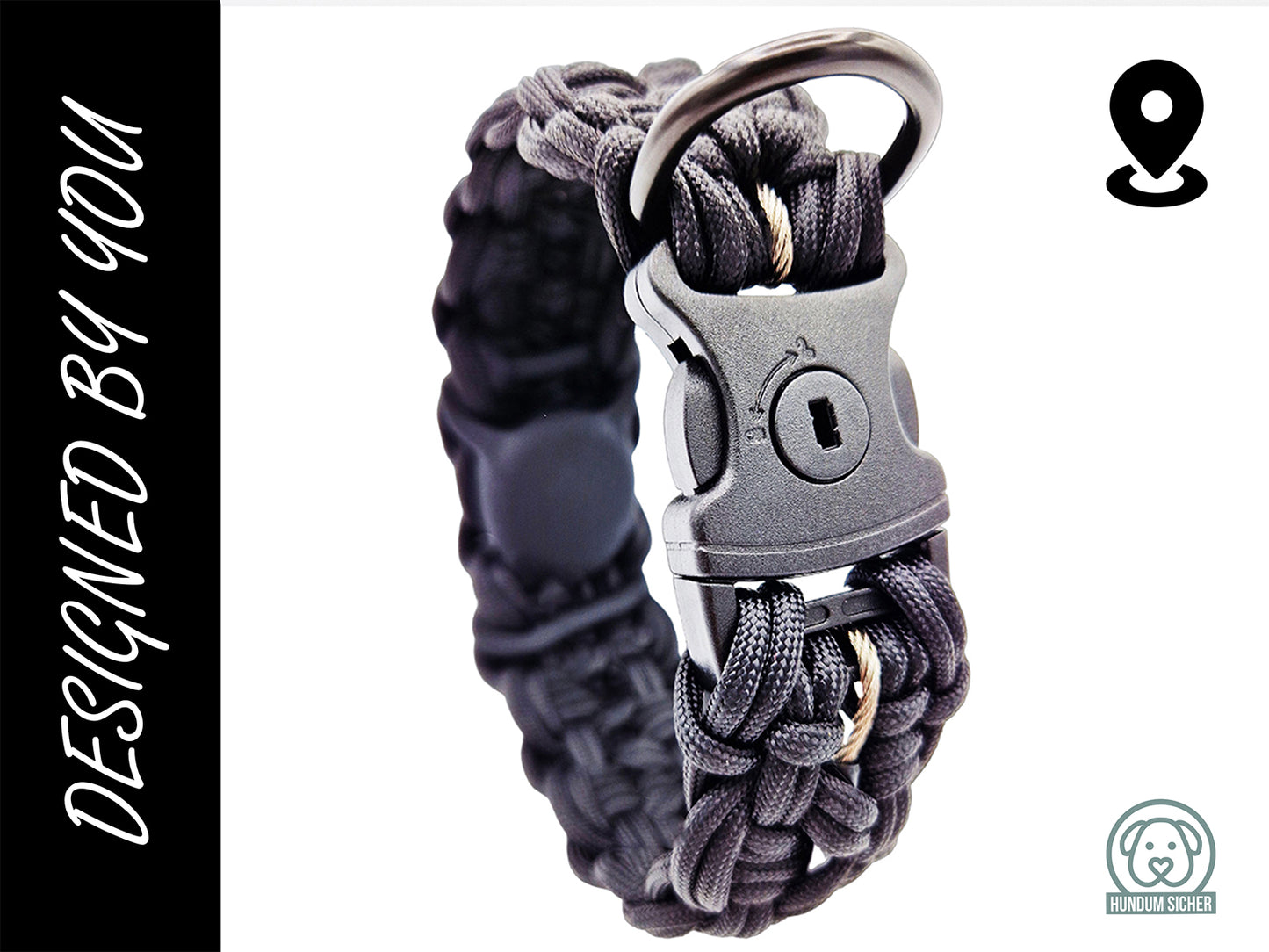 HUNDUM SICHER® Designed by You | Anti-Diebstahl-Halsband mit versteckter AirTag Halterung - ideal für große Hunde