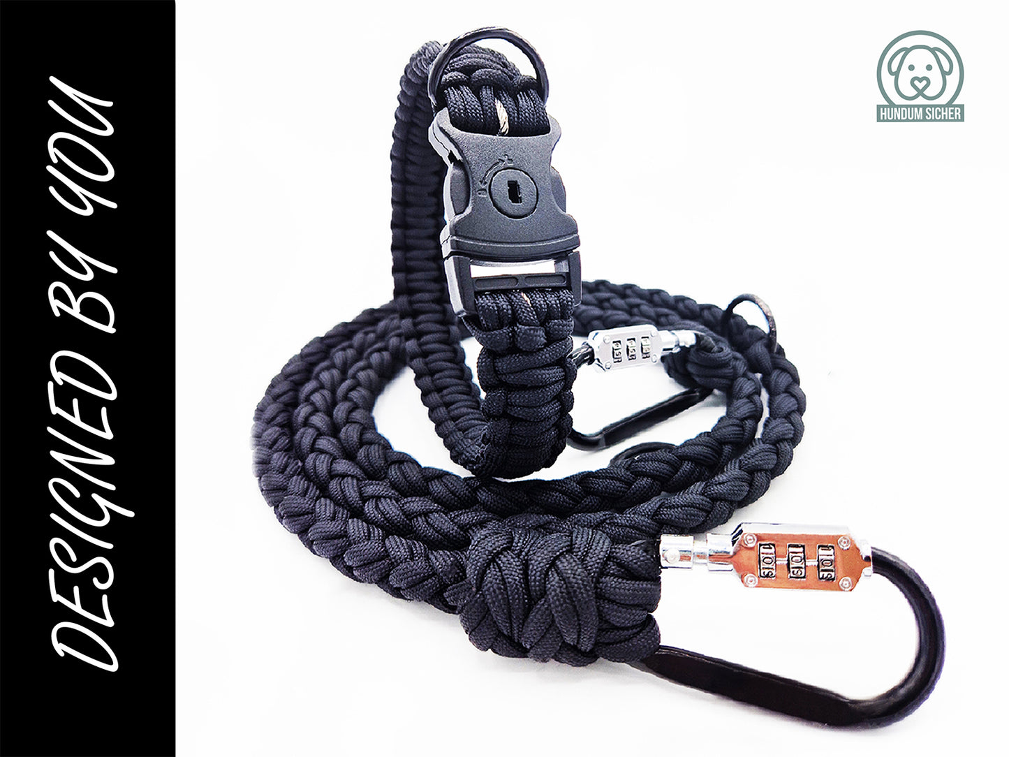 HUNDUM SICHER® Designed by You | Anti-Diebstahl-Hundeleine und Halsband Set - abschließbar & schnittfest - ideal für kleine Hunde
