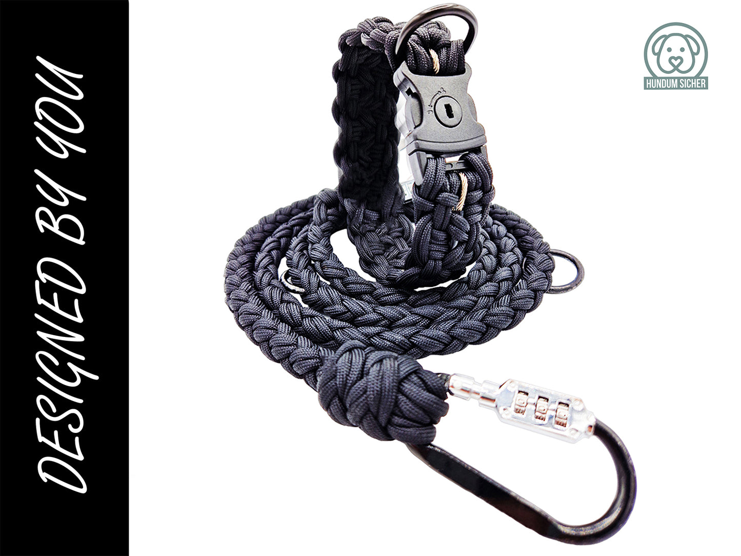 HUNDUM SICHER® Designed by You | Anti-Diebstahl-Hundeleine und Halsband Set - abschließbar & schnittfest - ideal für große Hunde