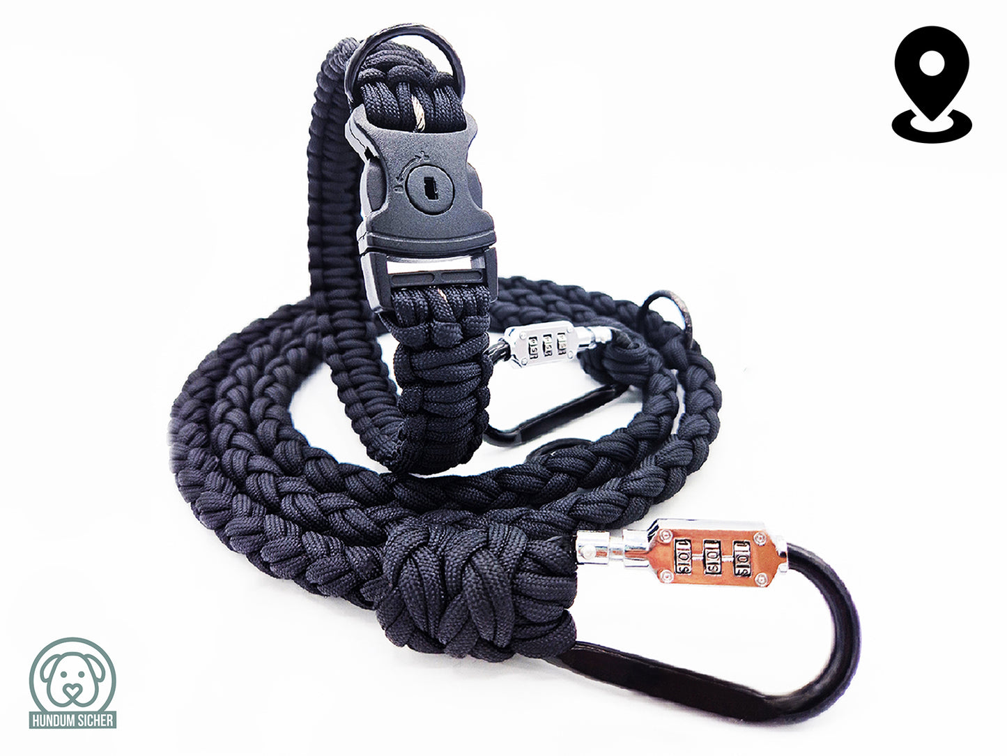 HUNDUM SICHER® Anti-Diebstahl-Hundeleine und Halsband Set mit versteckter AirTag-Halterung - ideal für kleine Hunde