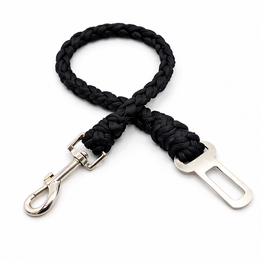 HUNDUM SICHER© Hunde-Autosicherheitsgurt aus Paracord - handgefertigt in Deutschland [Schwarz]