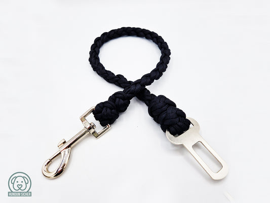 HUNDUM SICHER© Hunde-Autosicherheitsgurt aus Paracord - handgefertigt in Deutschland [Schwarz]