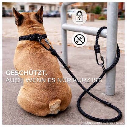 HUNDUM SICHER® Anti-Diebstahl-Hundeleine und Halsband Set - abschließbar & schnittfest - ideal für kleine Hunde
