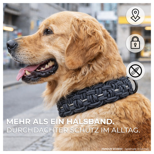 HUNDUM SICHER® Anti-Diebstahl-Halsband mit versteckter AirTag Halterung - ideal für große Hunde