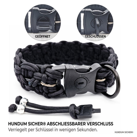 HUNDUM SICHER® Anti-Diebstahl-Hundeleine und Halsband Set - abschließbar & schnittfest - ideal für große Hunde