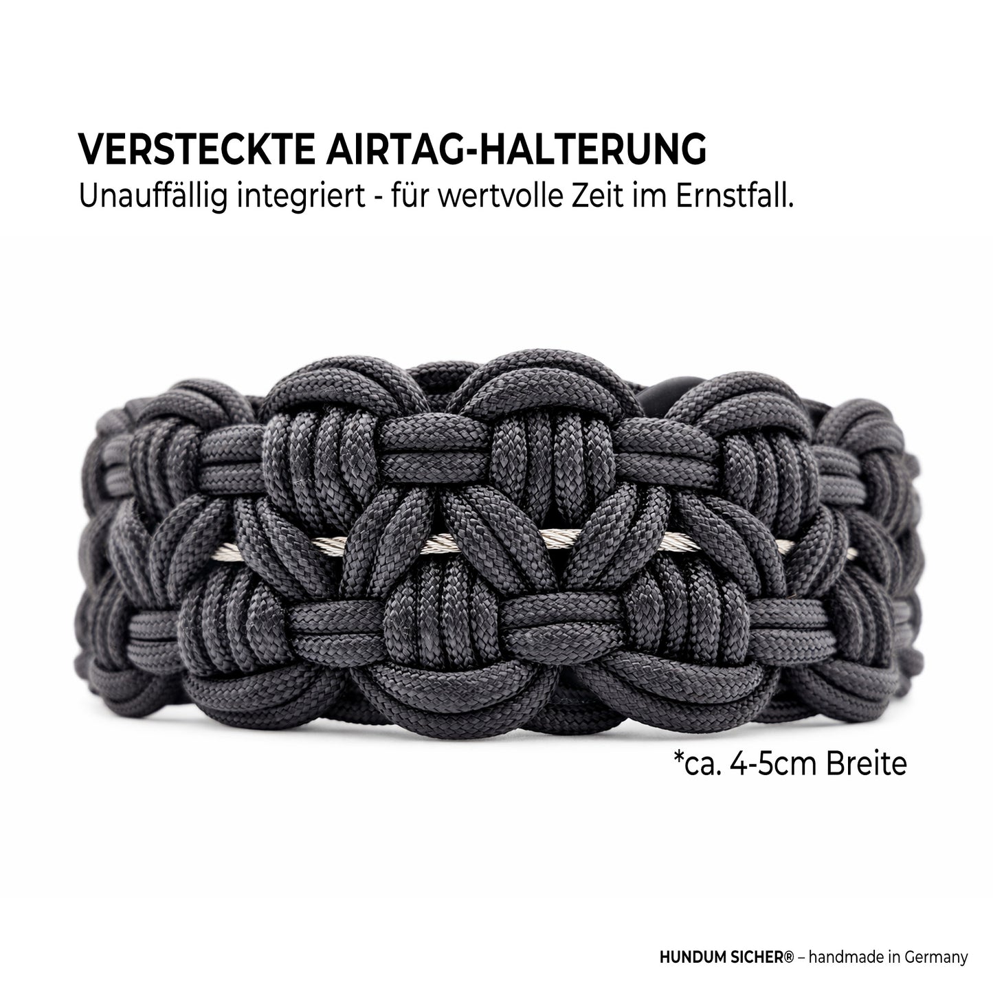 HUNDUM SICHER® Anti-Diebstahl-Hundeleine und Halsband Set mit versteckter AirTag-Halterung - ideal für große Hunde