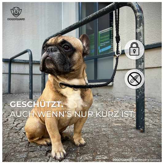 DOGGYGUARD® Anti-Diebstahl Hundeleine - Abschließbar, Schnittfest durch Stahlseil-Kern & Handgemacht