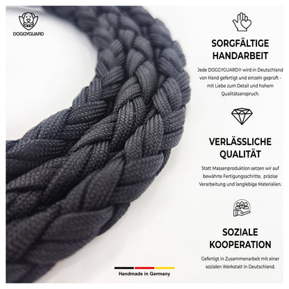 DOGGYGUARD® Anti-Diebstahl Hundeleine - Abschließbar, Schnittfest durch Stahlseil-Kern & Handgemacht