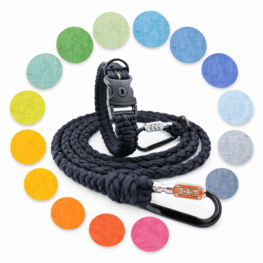 HUNDUM SICHER® Designed by You | Anti-Diebstahl-Hundeleine und Halsband Set mit versteckter AirTag-Halterung - ideal für kleine Hunde