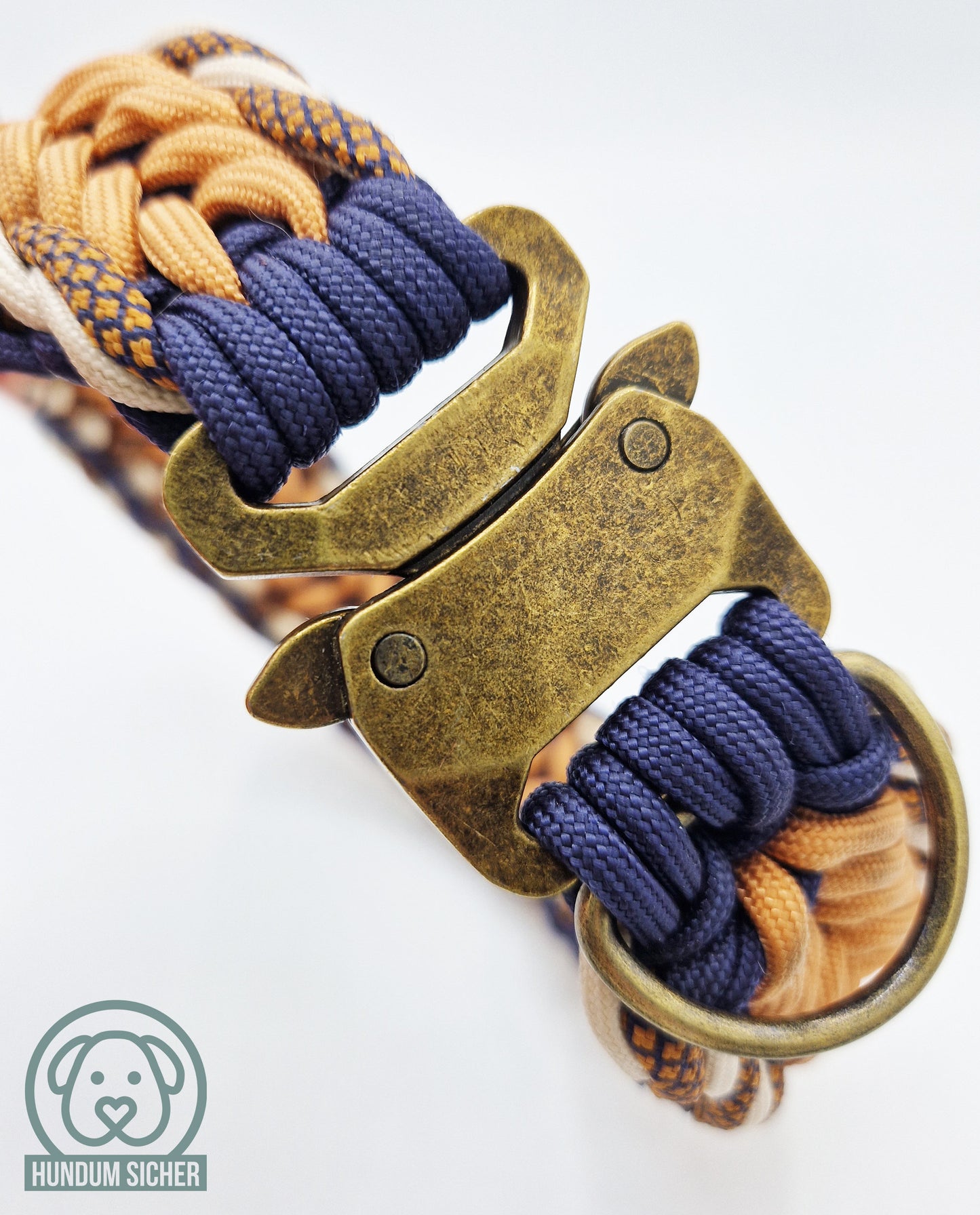 Paracord-Halsband für Hunde [Kupfer, Blau & beige]