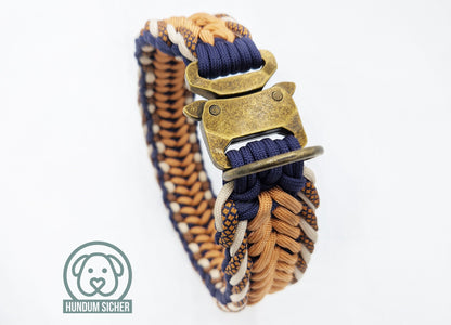 Paracord-Halsband für Hunde [Kupfer, Blau & beige]