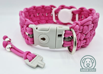 GPS-Tracker-Hundehalsband | versteckte Apple AirTag Halterung | optional mit Diebstahlschutz [pink]