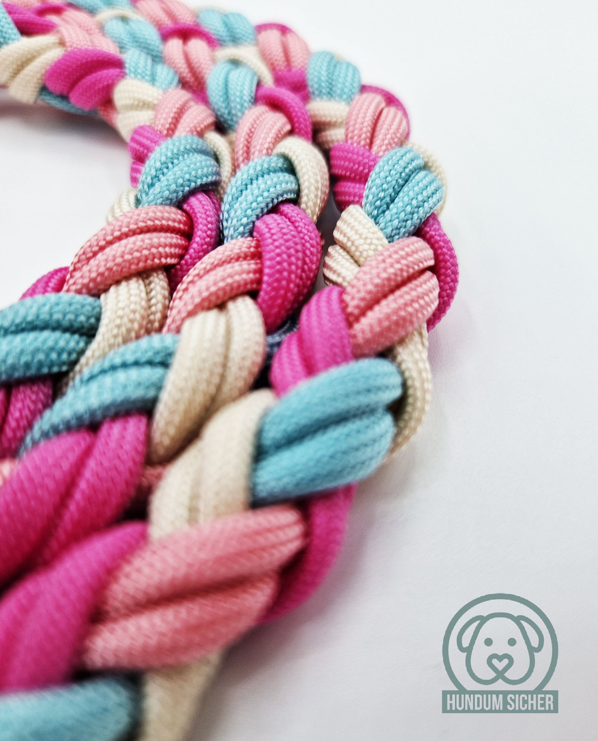 Diebstahlschutz-Hundeleine aus Paracord - abschließbar mit Schloss [blau/rosa/pink/beige]