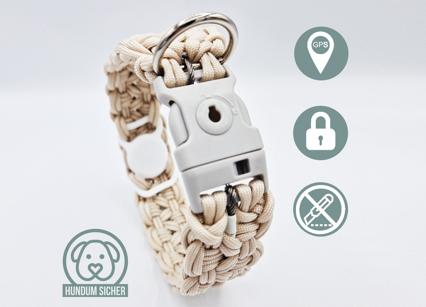 GPS-Tracker-Hundehalsband | versteckte Apple AirTag Halterung [beige]