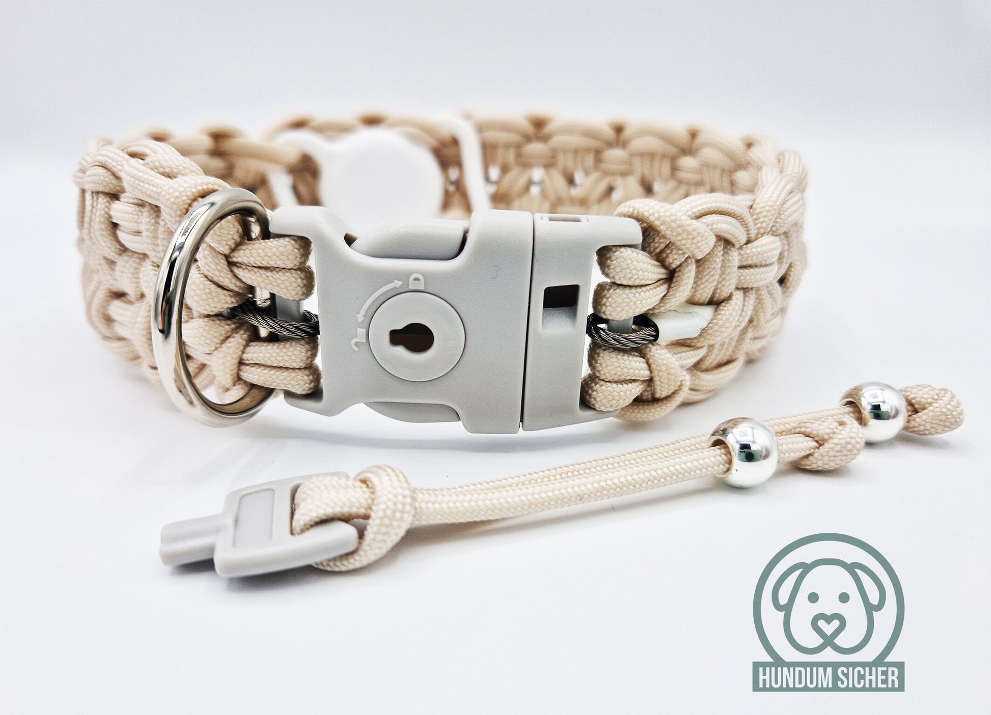 GPS-Tracker-Hundehalsband | versteckte Apple AirTag Halterung [beige]