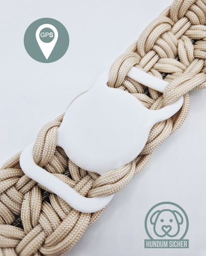 GPS-Tracker-Hundehalsband | versteckte Apple AirTag Halterung [beige]