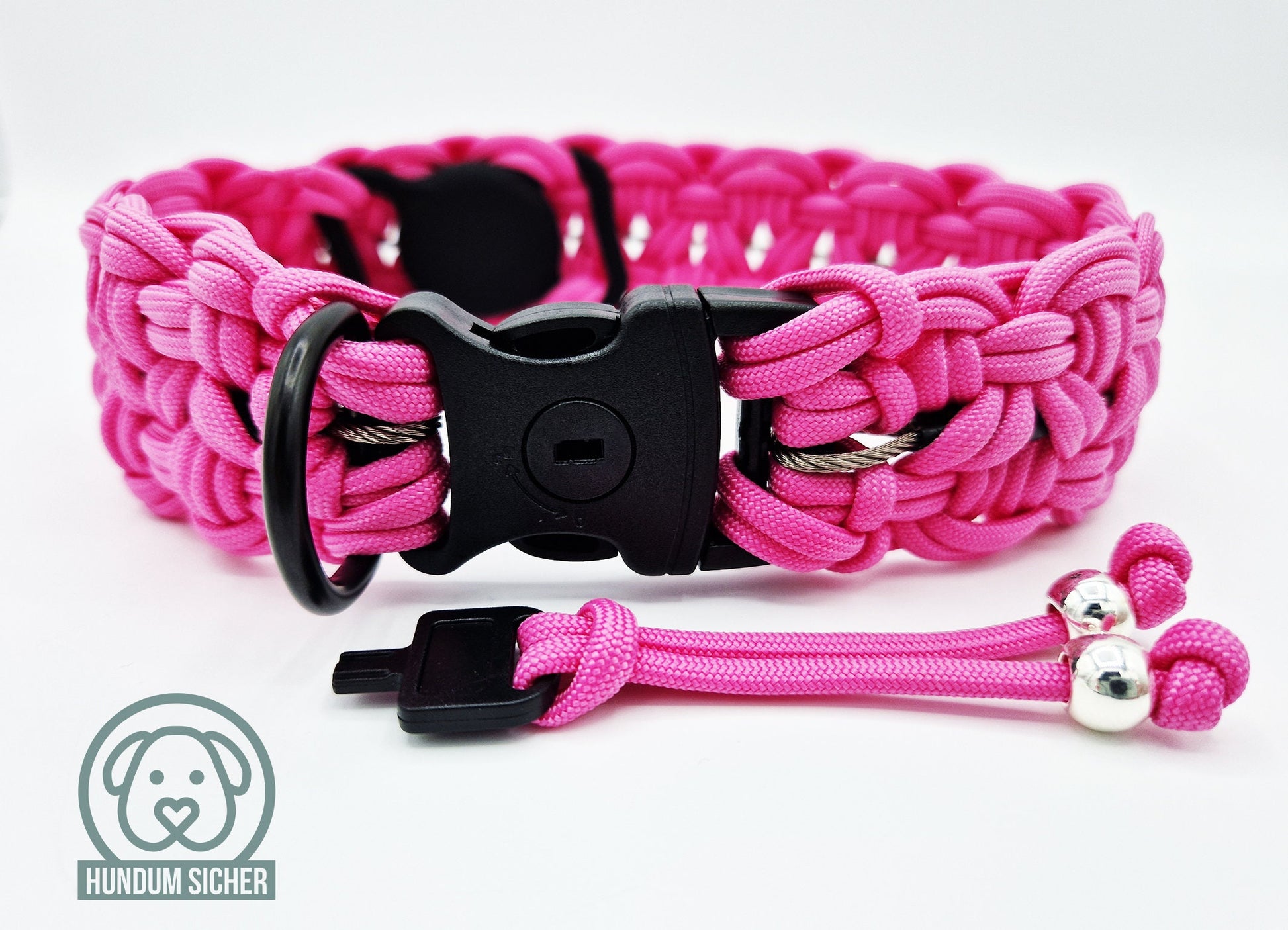 GPS-Tracker-Hundehalsband | versteckte Apple AirTag Halterung | optional mit Diebstahlschutz [pink+schwarz]