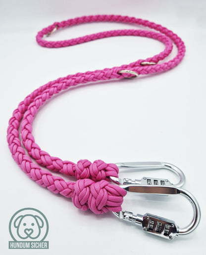 Diebstahlschutz-Hundeleine und Halsband Set - optional mit versteckter Apple AirTag Halterung (GPS-Tracker) [pink]