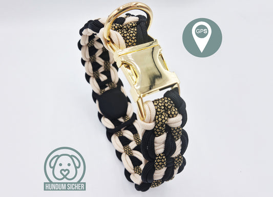 GPS-Tracker-Hundehalsband | versteckte Apple AirTag Halterung [Gold, Schwarz & Beige]