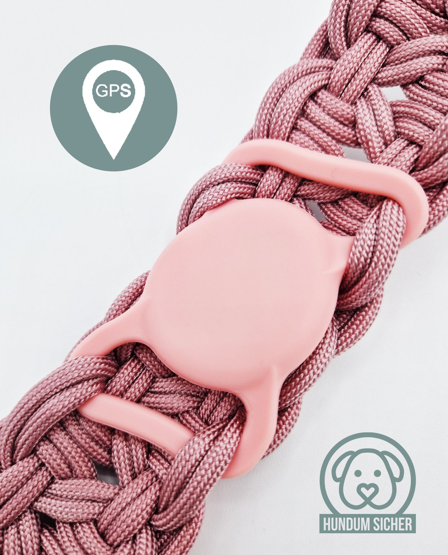 GPS-Tracker-Hundehalsband | optional mit versteckter Apple AirTag Halterung [Altrosa & Gold]