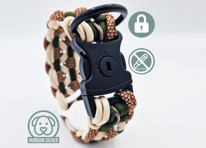 GPS-Tracker-Hundehalsband | versteckte Apple AirTag Halterung | optional mit Diebstahlschutz [Grün, Beige & Braun]