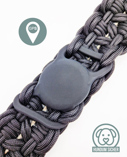 GPS-Tracker-Hundehalsband mit Magnetverschluss | optional mit versteckter Apple AirTag Halterung [Schwarz]