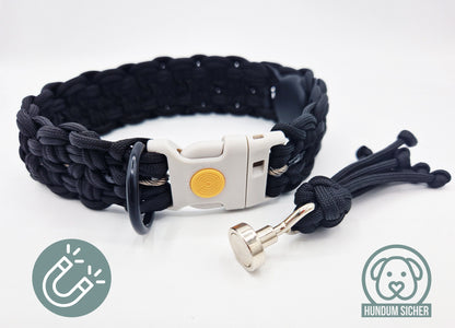 GPS-Tracker-Hundehalsband mit Magnetverschluss | optional mit versteckter Apple AirTag Halterung [Schwarz]