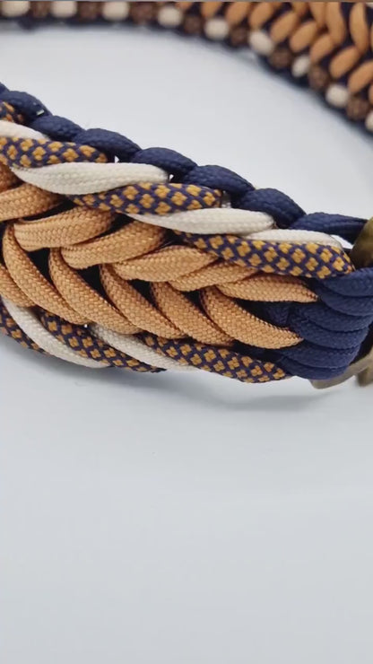 Paracord-Halsband für Hunde [Kupfer, Blau & beige]