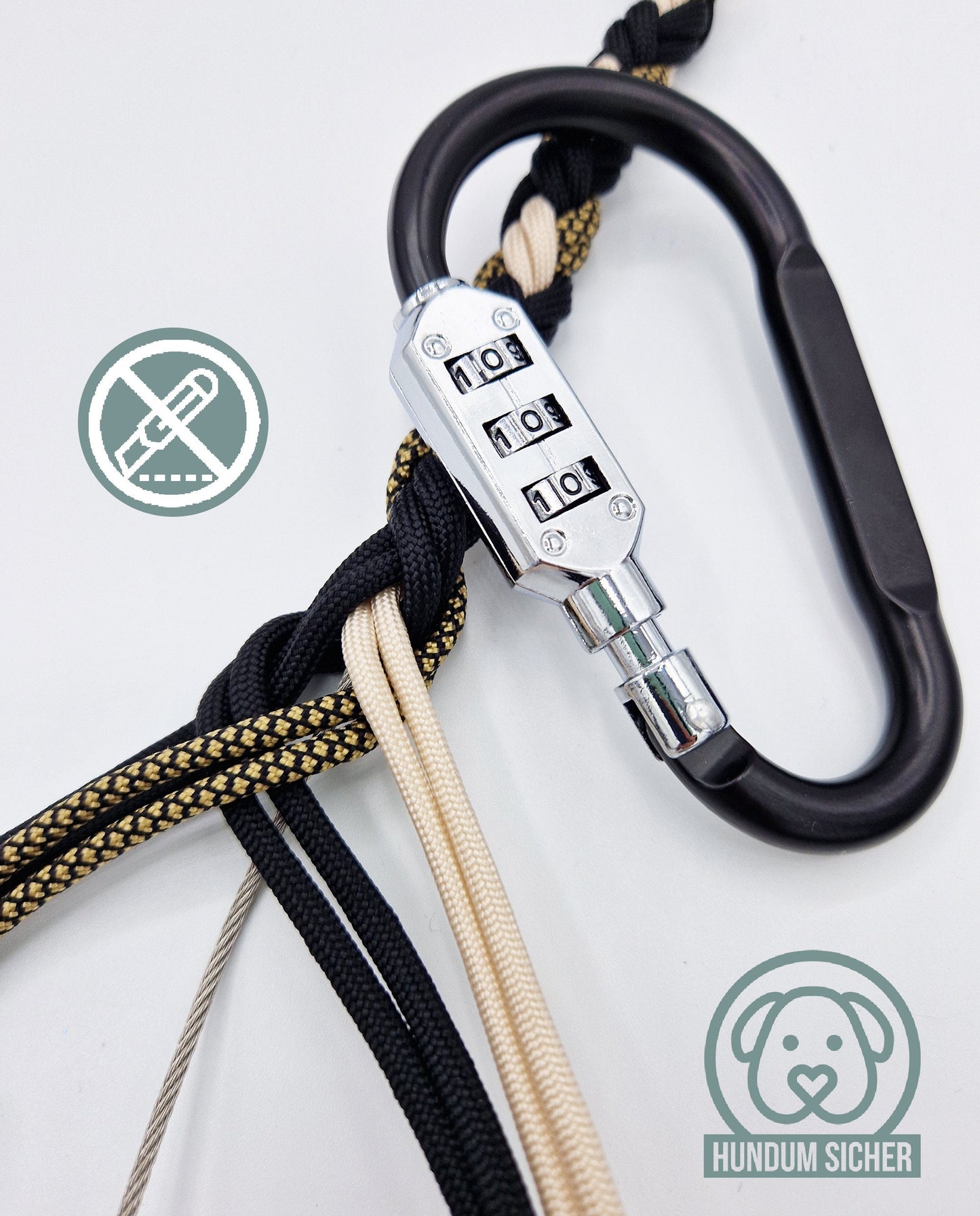 Dog leash with anti-theft protection [Gold, Black & Beige]