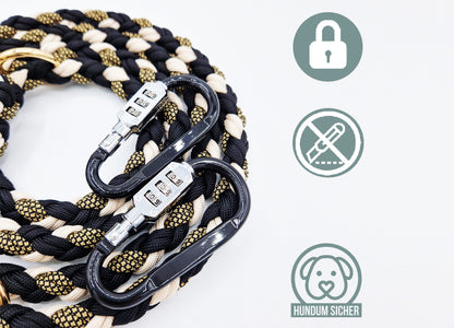 Dog leash with anti-theft protection [Gold, Black & Beige]