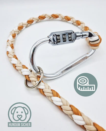 Dog leash with anti-theft protection [copper, beige & white]