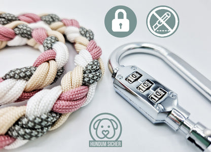 Dog leash with anti-theft protection [Pink, Beige, Grey & White]