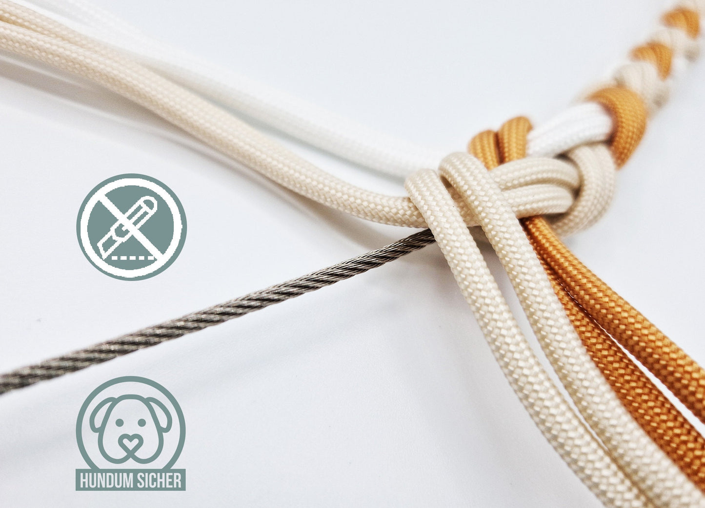 Dog leash with anti-theft protection [copper, beige & white]