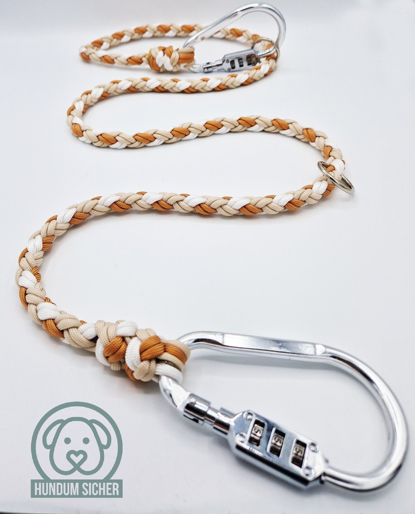 Dog leash with anti-theft protection [copper, beige & white]